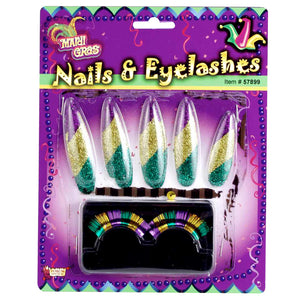 Mardi Gras Nails And Lashes Set