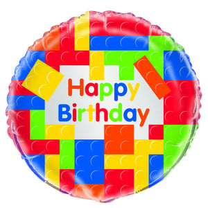 Building Blocks Birthday 45cm Foil Balloon