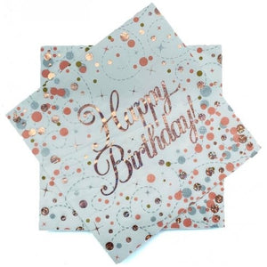 Happy Birthday Rose Gold Napkins