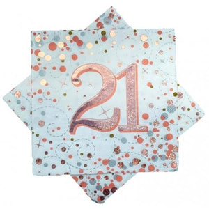 Happy Birthday 21th  Rose Gold Napkins