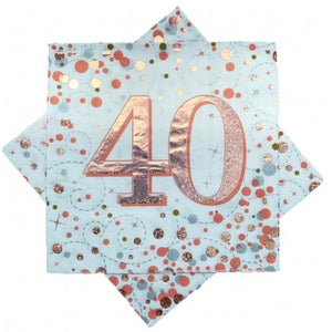 Happy Birthday 40th  Rose Gold Napkins