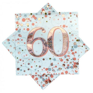 Happy Birthday 60th  Rose Gold Napkins