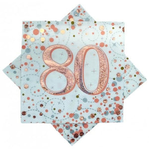 Happy Birthday 80th  Rose Gold Napkins