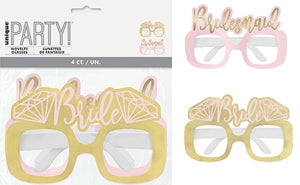  Bride and Bridesmaid 4 Foil Party Glasses