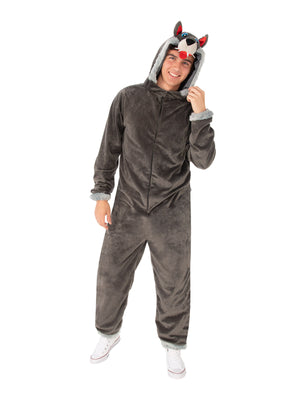 Wolf Hooded Onesie Costume, Adult