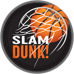 Slam Dunk Nothing But Net Basketball Paper Plates 17cm