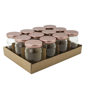 Verona Glass Jar Rose Gold Lids 150ML