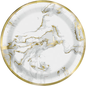 Marble Gold Stamped Paper Plates 23cms