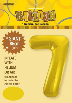 Giant Foil Gold/Silver/Pink Number 7 Balloon