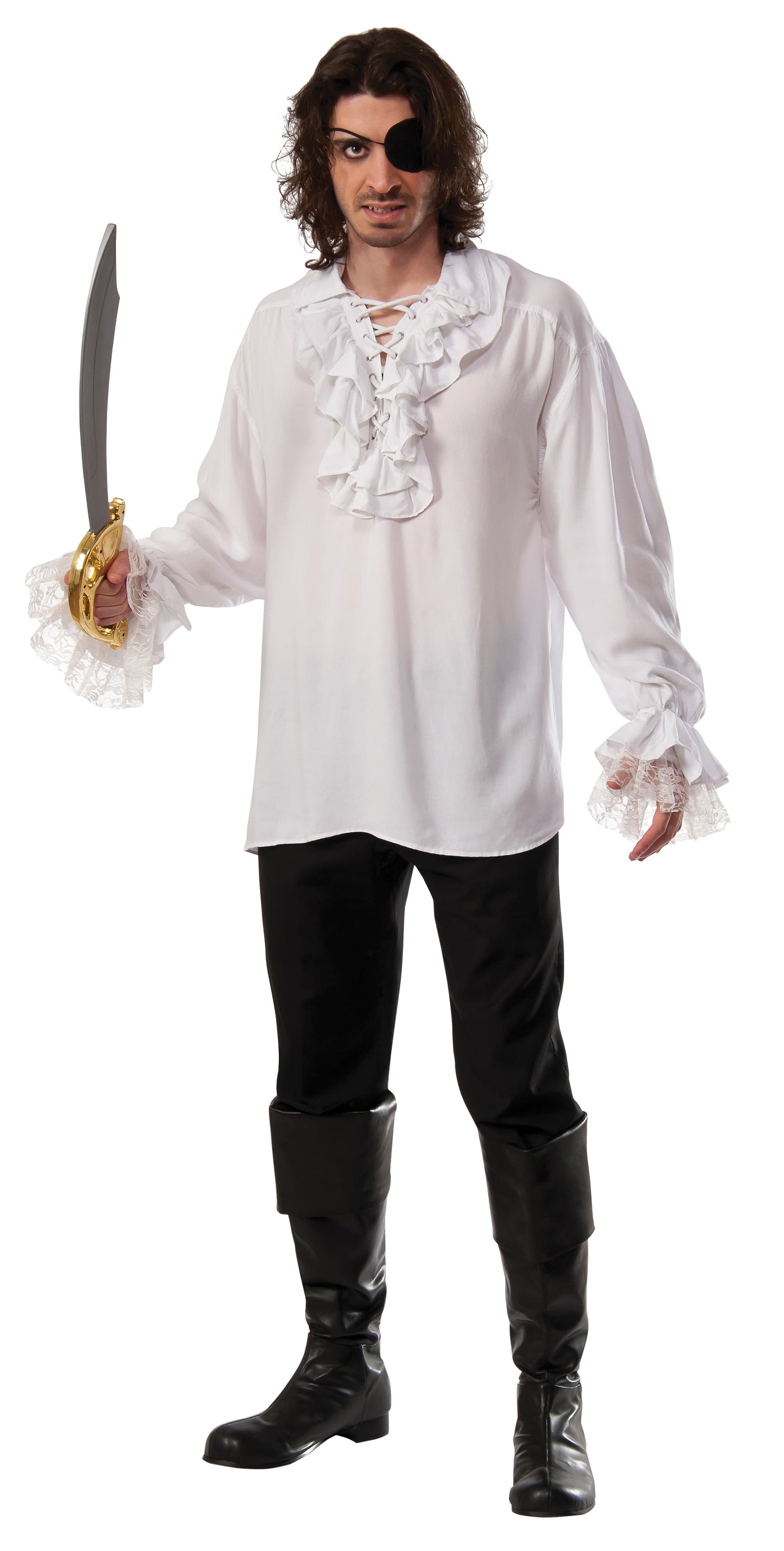 Ruffled Pirate Shirt White, Adult