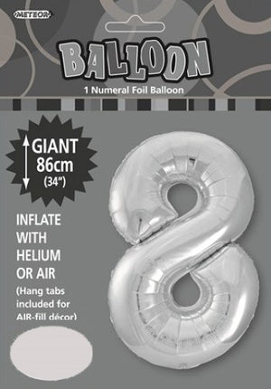 Giant Foil Gold/Silver/Pink Number 8 Balloon