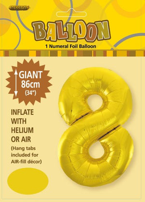 Giant Foil Gold/Silver/Pink Number 8 Balloon