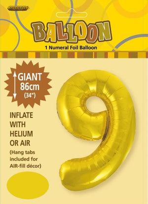 Giant Foil Gold/Silver/Pink Number 9 Balloon