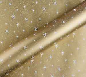 Twinkling Stars Metallic Gold And White Wrapping Paper