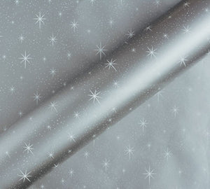 Twinkling Stars Metallic Silver And White Wrapping Paper