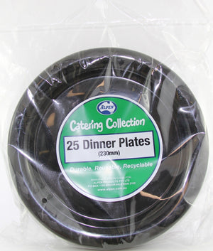 Heavy Duty Plastic Black Dinner Plates