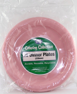 Heavy Duty Plastic Pink Dinner Plates