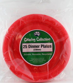 Heavy Duty Plastic Red Dinner Plates