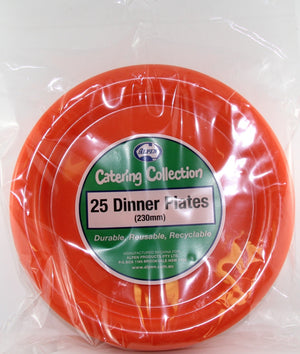 Heavy Duty Plastic Orange Dinner Plates