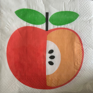 New Year Apple Napkins-White