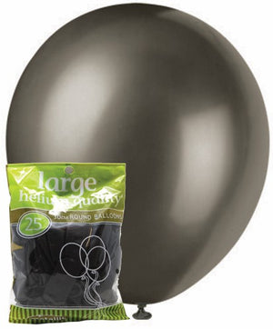 Metallic Black Latex Balloons 25PK