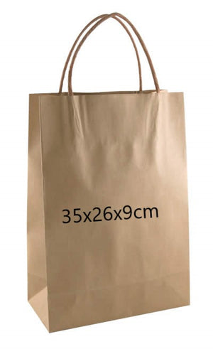 Small Natural Kraft Paper Bag With Handles 50PK