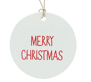 Merry Christmas White/Red Circle Gift Tags