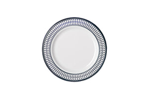 Heavy Duty Lunch Plates With Silver-Blue Trim 19CM