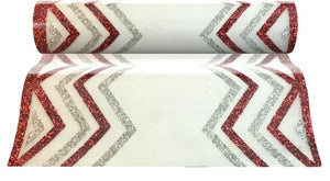 Chevron Red/Silver Table Runner