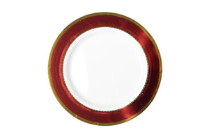 Heavy Duty Dinner Plates with Red Gold Trim 26CM