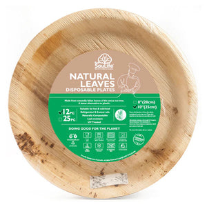 Eco Soulife Natural Leaves Round Plates 25cm 12PK