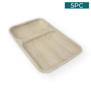 Eco Soulife Natural Leaf Divided Plates 5PK