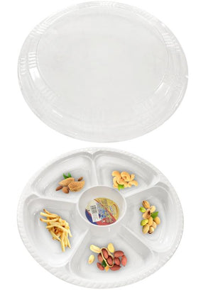 Plastic Disposable 5 Divider Platter And Lid