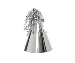 Party Hat With Tassle Topper Metallic Silver