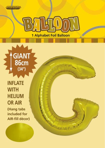 Giant Foil Gold/Silver Alphabet G Balloon