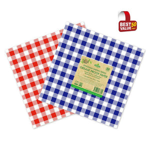 Gingham Greaseproof Paper-Red And Blue