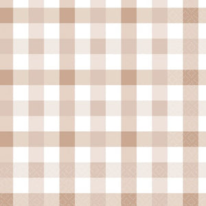 Gingham White Sand Lunch Napkins