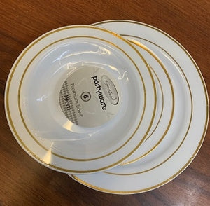 Gold Rim White Premium Plastic Dinner Plates 26CM