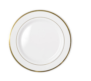 Gold Rim White Premium Plastic Dinner Plates 26CM