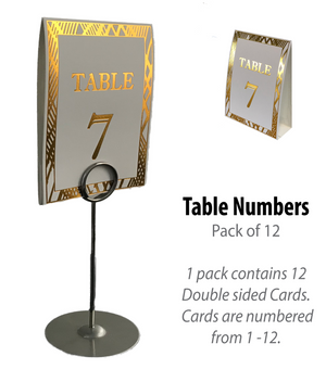 Gold Paper Table Number Cards