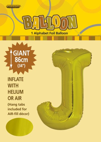 Giant Foil Gold/Silver Alphabet J Balloon