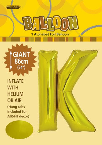 Giant Foil Gold/Silver Alphabet K Balloon