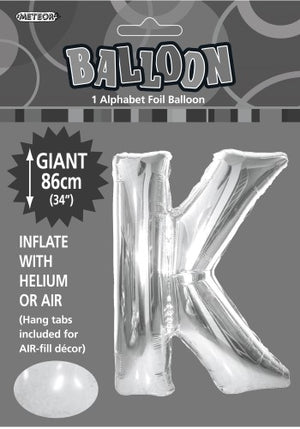 Giant Foil Gold/Silver Alphabet K Balloon