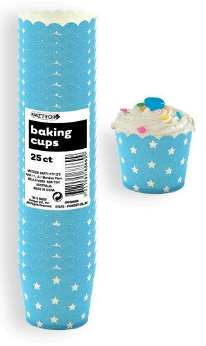 Stars Powder Blue Paper Baking Cups