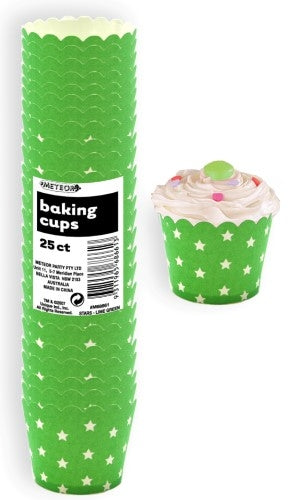 Stars Lime Green Paper Baking Cups