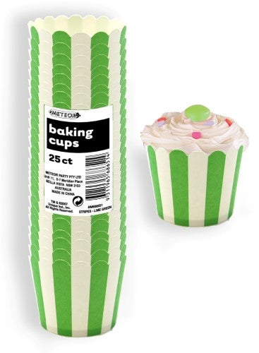 Stripes Lime Green Baking Cups