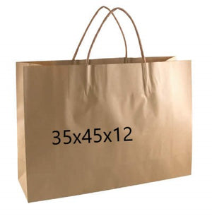 Large Natural Kraft Paper Bag With Handles 50PK