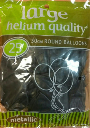 Metallic Black Latex Balloons 25PK