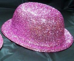 Glitter Hat Pastel Pink Bowler