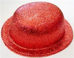 Glitter Hat Red Bowler